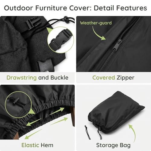 Lokex Custom-Sized Dust Cover | Upgraded Olefin Fabric, Drawstring Buckles, Elastic Hem, Storage Bag, Suitable for Patio Furniture & Various Equipment