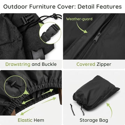 Lokex Custom-Sized Dust Cover | Upgraded Olefin Fabric, Drawstring Buckles, Elastic Hem, Storage Bag, Suitable for Patio Furniture & Various Equipment