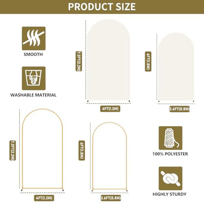 2 Pack Arch Backdrop Stand and Cover Set (7.2FT/6FT), Balloon Arch Stand, Metal Background Arch Stand, Backdrop Arch Frame, Wedding Arch for Backdrop (Ivory Cover) - color: Arch with Ivory Cover-(7.2FT/6FT)