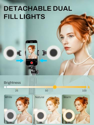 USKEYVISION Vlogging Kit for iPhone,YouTube Starter kit for Content Creators w/Wireless Lavalier Microphone,Auto Face Tracking Phone Tripod 360 Rotation w/Lights,Remote Control,Ground Spike(R01 Kit)