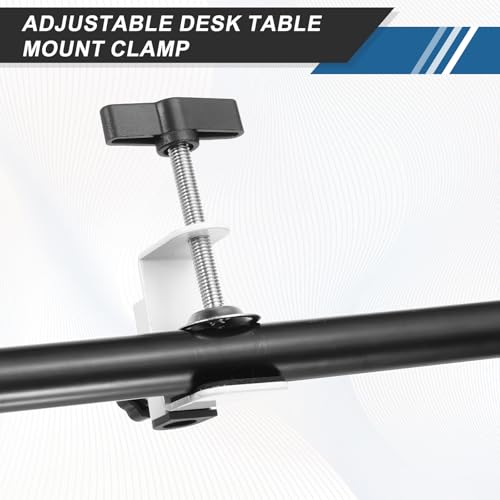 HARFINGTON Metal Table Clamp Mount 2" Hole Dia Clamp for Desk Lamp Mount Stand Universal Cantilever Bracket with Adjustable Screw Plastic Handle for Microphone Arm Lamp Stand, White - size: 2 Inch, style: Plastic Handle
