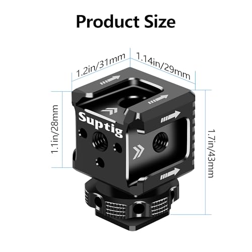 Suptig 3 Port Cold Shoe Mount with 1/4"-20 Thread for Camera Cage Flash LED Monitor Microphone etc.