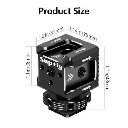 Suptig 3 Port Cold Shoe Mount with 1/4"-20 Thread for Camera Cage Flash LED Monitor Microphone etc.