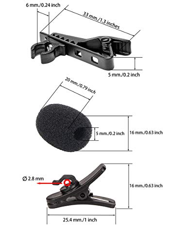 6 Pieces Lavalier Microphone Metal Tie Clips, 6 Pieces Lapel Mic Windscreen Foam Covers and 6 Pieces Lav Mic Plastic Wire Clips - size: 6 Pack