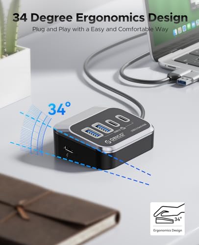 ORICO USB Hub 10Gbps with 2 USB A Ports+2 USB C Ports, USB 3.2 Gen 2 Hub with 3.28Ft USB-C-A/C Cable USB Splitter for iMac, MacBooks, Mac mini - size: 3.28Ft