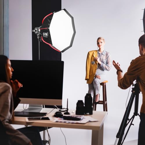 GVM 80W Video Light, Studio Lights for Photography, Softbox Lighting Kit with Bowens Mount, CRI97+ 5600K Colour Temperature , 22in Softbox, Tripod Stand, YouTube, Video, Wedding - size: P80S 80W