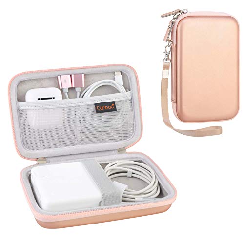 Canboc Carrying Case for MacBook Air Pro Charger MagSafe/MagSafe 2 Power Adapter, iPhone 16/16 Pro MagSafe Charger, USB C Hub, Type C Hub, USB Multiport Adapter, Hard EVA Bag, Rose Gold - color: A-Rose Gold