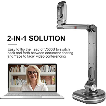 JOYUSING V500S 8MP Document Camera for Teachers, USB Visualiser for A3 Size, LED Light, AutoFocus, OCR for Windows, Classroom Presentation, Remote Teaching, Web Conferencing, Mac, Windows