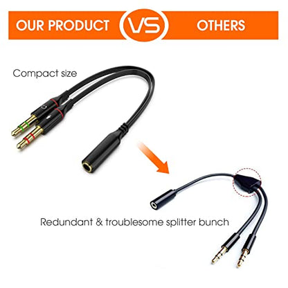 Maeline Headphone Splitter Adapter, 3.5mm Mic Cable for Computer, Headset 3.5mm Female to 2 Dual Male Microphone Audio Stereo Jack Earphones Port to Gaming Speaker PC - 10 Pack - size: 10 Pack