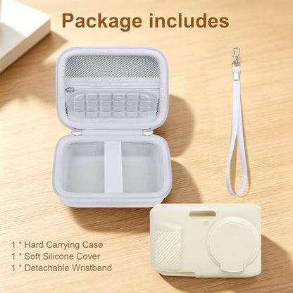 Case for Kodak PIXPRO FZ45 Digital Camera (Hard Case + Soft Silicone Cover) | Kodak PIXPRO FZ45 Digital Camera Hard Carrying Case and Soft Silicone Protective Case with Removable Lens Cover, White - color: White
