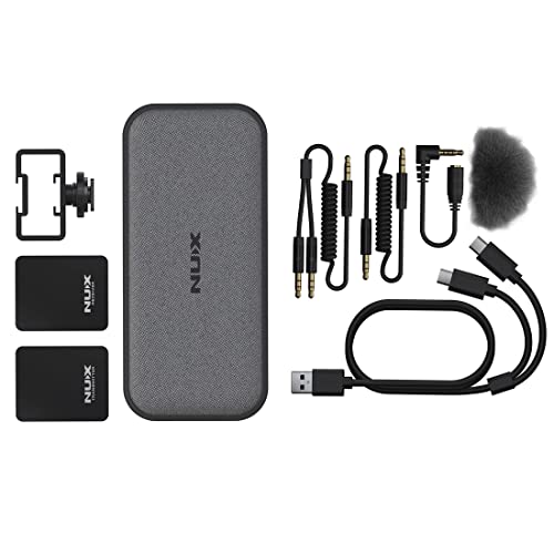 NUX B-10 Vlog Camera Wireless Microphone System, Wireless Lavalier Lapel Microphone System for Vlog Shooting, Live broadcasts