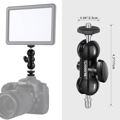 Mini Magic Arm Multi-Function Double Ball Head with 1/4" Screw and Cold Shoe Mount - for DSLR Cameras, Camcorders, LED Video Light, Camera Cage, Monitor, Microphone, Load up to 4.4lb/2kg
