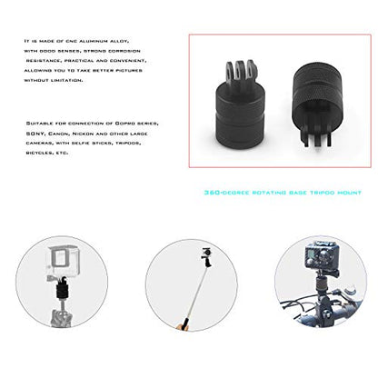 360 Degree Rotation Tripod Mount Adapter, Aluminum 1/4 inch 20 Camera Mount Compatible with GoPro 13/12 Black,Hero10/ 9/8/ 7/6/ 5/ Series,DJI, XiaoYi and Other Standard 1/4 Accessories - size: 360 degree rotating base