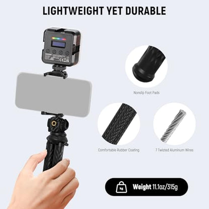 NEEWER Flexible Tripod with Remote, Mini Camera Phone Tripod Stand with Hidden Phone Holder&Action Camera Adapter Compatible with iPhone GoPro Hero13 12 11 10 DJI Insta360 Samsung for Vlogging, TP34 - style: TP34