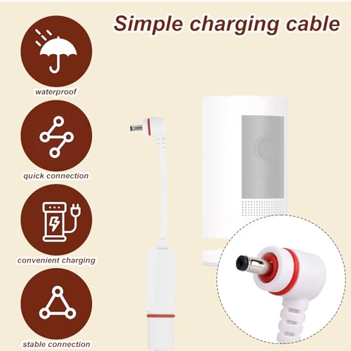 2 Set Camera Power Cord, Waterproof Charging Cable with Adapter Cable Compatible with Outdoor Cam Plus/Pan-Tilt Mount/Stick Up Cam Battery Pro/3rd Gen/2nd Gen/Plug-in