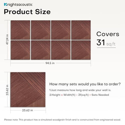 8Pack Acoustic Wall Panels, Wood-Pattern Art Sound Proof Foam Panels For Walls, Decorative Acoustic Panels Sound Absorbing, Self-Adhesive Sound Dampening Panels For Studio Home, 23.62 X 23.62 Inches - size: Extra Large 8Packs Timber Spiral