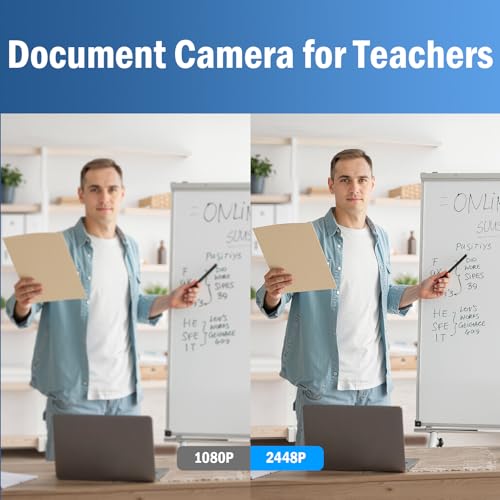 8MP USB Document Camera, Auto Focus, LED Light, Image Reversal, Built-in Mic, Mac OS, Windows, Chromebook for Distance Learning, Remote Teaching, Web Conferencing, Live Demo - color: Grey