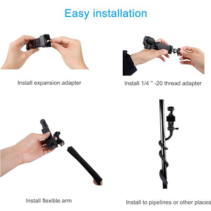 Pellking Flexible Twist Arm Mount Fence Stand for DJI OSMO Pocket 4 3/GoPro/Insta360/Smartphones | Mount for Fence,Tripod, Selfie Stick & Handlebar Accessories