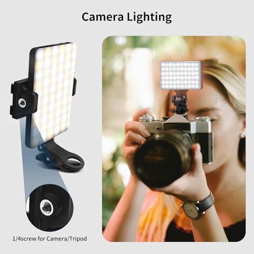 NPTCL 60 LED Portable Slefie Light, Rechargeable Lighting with Back Clip | 2200mAh Battery, CRI 97+, 3 Light Modes for Phone, iPhone Camera Webcam Laptop Photo Makeup Video Conference
