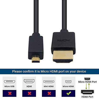 Duttek Micro HDMI to HDMI Coiled Cable 1FT-4FT, 4K@60Hz HDMI to Micro HDMI Adapter Cable Extreme Slim/Thin, 3D for Camera, DSLRs, Camcorders, Portable Screens, Raspberry Pi 5 4, GoPro Hero 7/6 - size: 4FT/1.2M