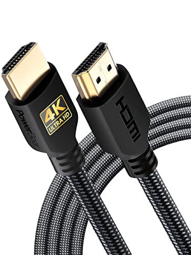 PowerBear 4K HDMI Cable 10 ft | High Speed Hdmi Cables, Braided Nylon & Gold Connectors, 4K @ 60Hz, Ultra HD, 2K, 1080P, ARC & CL3 Rated | for Laptop, Monitor, PS5, PS4, Xbox One, Fire TV, & More - size: 10ft