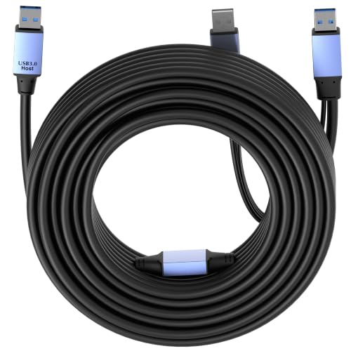 OkyLink Active USB 3.0 Data Cable A to A, Male to Male 5Gbps, 50ft | 15M, 3.2 Gen 1, With power cable and repeater, for Industrial Automation and CCTV System - color: USB3.0(5Gbps), size: 50ft (15m)