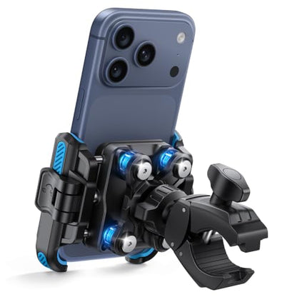 Lamicall Motorcycle Bike Phone Mount Holder for 6-7.2" Phones, Blue | Upgrade Vibration Dampener, Camera Friendly - color: Blue