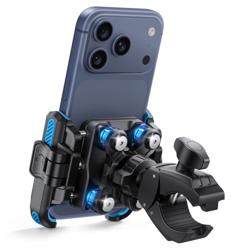 Lamicall Motorcycle Bike Phone Mount Holder for 6-7.2" Phones, Blue | Upgrade Vibration Dampener, Camera Friendly - color: Blue