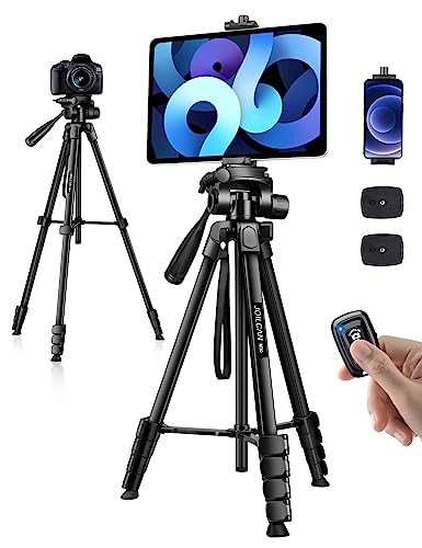 JOILCAN Phone Tripod Stand, 68" Tripod for iPad iPhone Tablet with Remote Universal Holder Carry Bag, Travel Aluminum Tripod for Video Recording Photos Vlogging Compatible with iPad Pro iPhone Camera - color: Black, size: 68 Inch