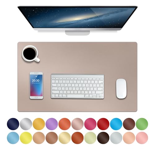 Boutilon Leather Desk Pad Protector,Non-Slip Mouse Pad,Laptop Desk Pad,Office Mouse Mat,Waterproof Leather Desk Blotter,Desk Writing Pad for Office and Home (S-Champagne,24"x 14") - color: Champagne, size: 14" x 24"