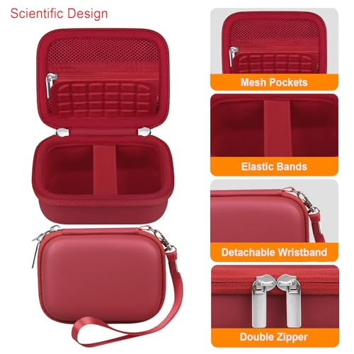 Elonbo Camera Carrying Case for KODAK PIXPRO FZ55 / FZ53 / FZ45 / FZ43 16MP Digital Camera, Vlogging Camera Storage Holder Travel Bag, Mesh Bag Fits Batteries, Cable, Memory Card, Red - color: Red