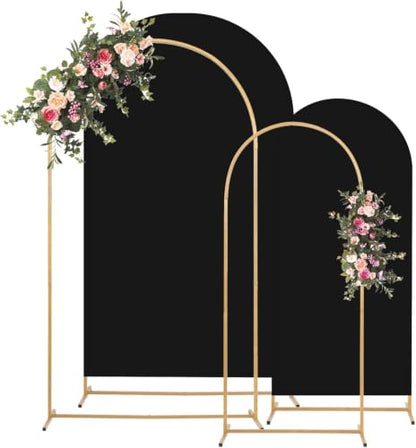 Toolterritary Metal Arch Backdrop Stand and Cover Set, 7.2FT, 6FT Party Backdrop, Easy to Assemble, Backdrop Stand for Parties, Birthday, Baby Showe - color: Black, size: 7.2ft, 6ft