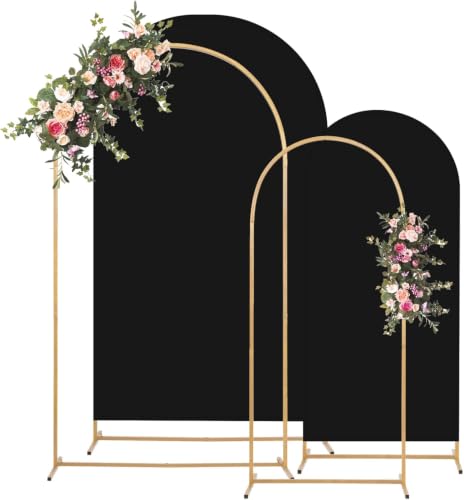 Toolterritary Metal Arch Backdrop Stand and Cover Set, 7.2FT, 6FT Party Backdrop, Easy to Assemble, Backdrop Stand for Parties, Birthday, Baby Showe - color: Black, size: 7.2ft, 6ft