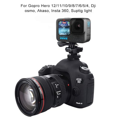 Suptig Tripod Adapter Cold Shoe Mount Compatible for GoPro Hero 13/12/11/10/9/8/7/6/5/4, DJI Osmo, Insta360, Akaso Action Cam - 2 Pack Black