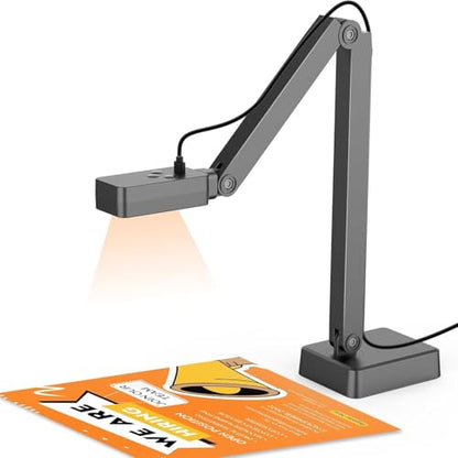 8MP USB Document Camera for Teachers and Classroom, Auto Focus 4K Doc Cam | A3 A4 Document, LED Light and Mic, Image Invert, Foldable Arm for Mac Windows Chromebook, for Live Demo Distance Learning