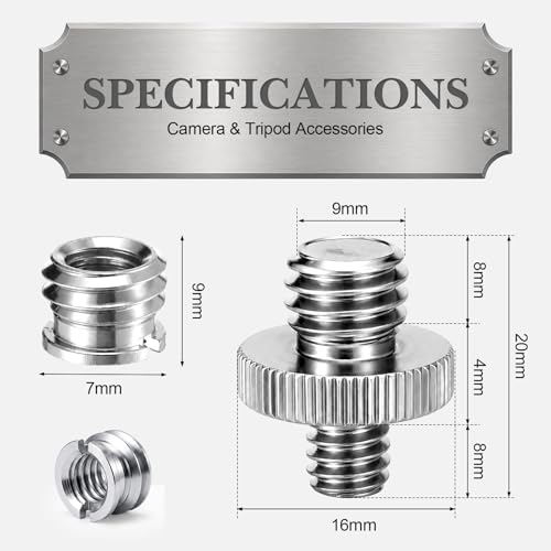 12 Pcs 1/4 to 3/8 Inch Tripod Adapter Camera Mount Screws 3/8" to 1/4" Mount Adapter Precision Metal Reducer Bushing for Camera DSLR Monopod Ballhead Light Stand Mic Boom
