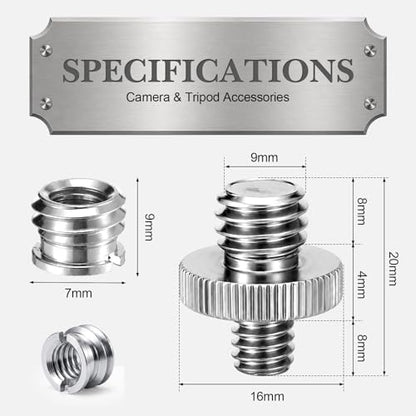 12 Pcs 1/4 to 3/8 Inch Tripod Adapter Camera Mount Screws 3/8" to 1/4" Mount Adapter Precision Metal Reducer Bushing for Camera DSLR Monopod Ballhead Light Stand Mic Boom