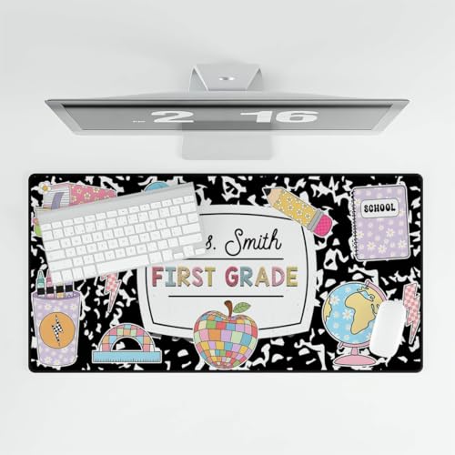 Personalized Teacher Desk Mat with Name, Composition Book Teacher Desk Decor, Custom Teacher Computer Mat, School Office Desk Accessories, Teacher Appreciation Gift, Composition Mouse Pad - style: Style 3