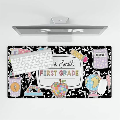 Personalized Teacher Desk Mat with Name, Composition Book Teacher Desk Decor, Custom Teacher Computer Mat, School Office Desk Accessories, Teacher Appreciation Gift, Composition Mouse Pad - style: Style 3