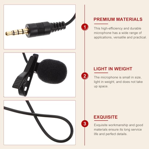 2pcs Clip-On Lapel Microphones with Noise-Cancelling Denoise Amplifier, Black Mini Hand-Free Mics for Live Streaming, Phone, Computer Recording and Interview Supplies