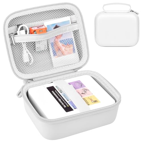 ANKHOH Carrying Case for Nelko PP01/PP03 Portable Photo Printer, Travel Storage Organizer Bag with Custom Fit for Printer, Sticky Paper, Cable - Durable EVA Hard Shell Case (Box Only) - color: White