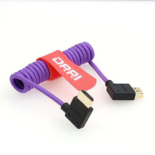 8K/60Hz 4K/120Hz 48Gbps HDMI 2.1 Ultra High-Speed Braided Coiled Cable for Sony A7III a7s3, Atomos Ninja V - color: Purple braided Coiled, size: Left HDMI-Right HDMI