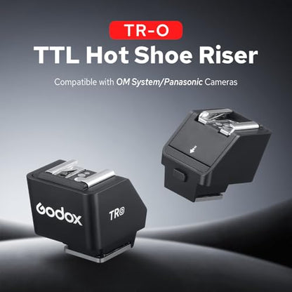 Godox TR-O TTL Hot Shoe Riser for Olympus Panasonic, with 6 Adjustment Levels (0-90°) TTL Function HotShoe Extender Mount Adapter for Godox TTL Mini Flash iT20 iT30Pro