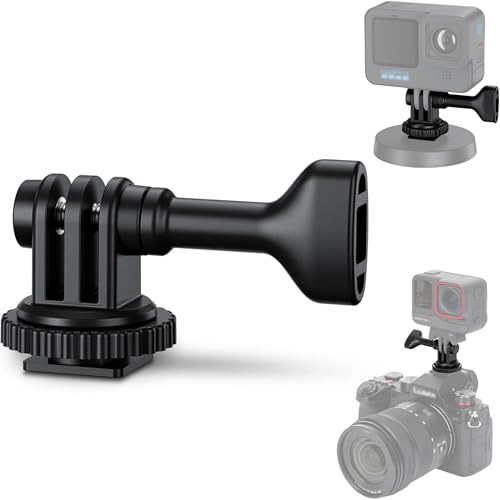 2-in-1 Action Camera Hot Shoe Mount Adapter, Tripod Mount & Cold Shoe Camera Adapter for Osmo Action 5 pro 4 for GoPro Hero 13 12 11 10 9, On 1/4"-20 Tripod DSLR LED Light Selfie Stick Monopod