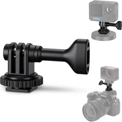 2-in-1 Action Camera Hot Shoe Mount Adapter, Tripod Mount & Cold Shoe Camera Adapter for Osmo Action 5 pro 4 for GoPro Hero 13 12 11 10 9, On 1/4"-20 Tripod DSLR LED Light Selfie Stick Monopod