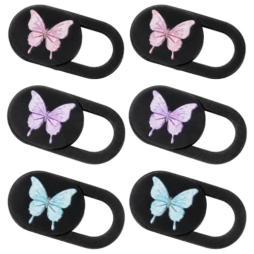 6 Pcs Laptop Camera Cover Slide 0.73''x0.35'' Butterfly Design Ultra-Thin Webcam Cover Slide Web Cam Privacy Blocker for Laptop Desktop Computer Phone Tablet to Protect Your Privacy and Security