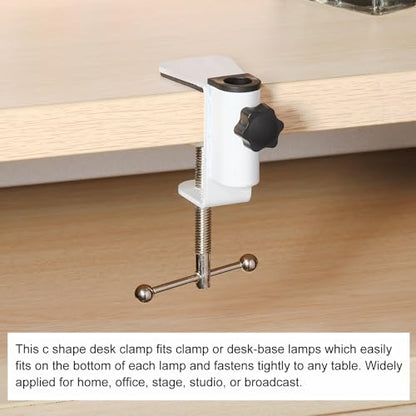 PATIKIL 0.47" Hole Dia. Desk Clamp, 4 Pcs Aluminum Alloy Bracket Universal Adjustable C-Clamp Mount Holder for Microphone Mic Arm Table Lamp Stand, White - color: White