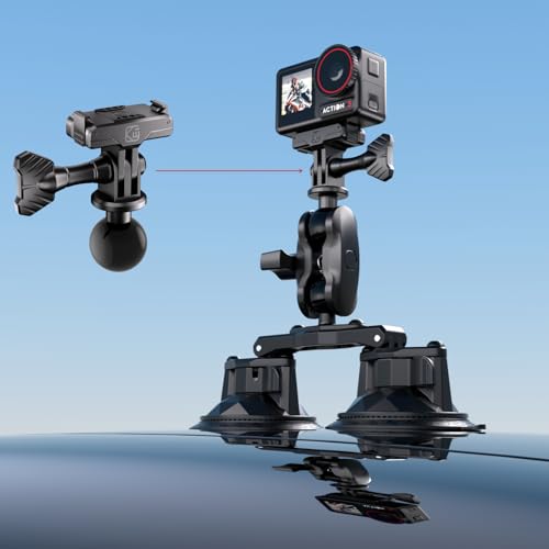 Kewig Magnetic Quick-Release Adapter Camera Mount with 1'' Ball for DJI | for DJI Osmo 360 / Action 3 / 4 / 5 Pro Action Camera, for RAM Mounts B Size 1 Inch Ball Double Socket Arm (X1+R15)