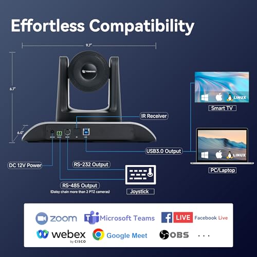 TONGVEO 4K Conference Room Camera System with Gesture Control, AI Auto-Tracking PTZ Camera 5X Digital Zoom with Speakerphone Set 120° Wide-Angle USB3.0 for Remote Meetings Zoom Teams OBS and More - color: Obsidian