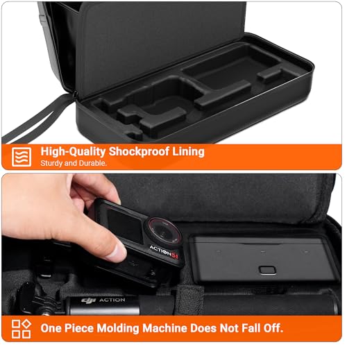 CYNOVA Carrying Bag for DJI Osmo Action 4/5 Pro, PU Storage Protective Bag for DJI Osmo Action 4/5 Pro Adventure Combo Accessories, Protective PU Storage Accessories